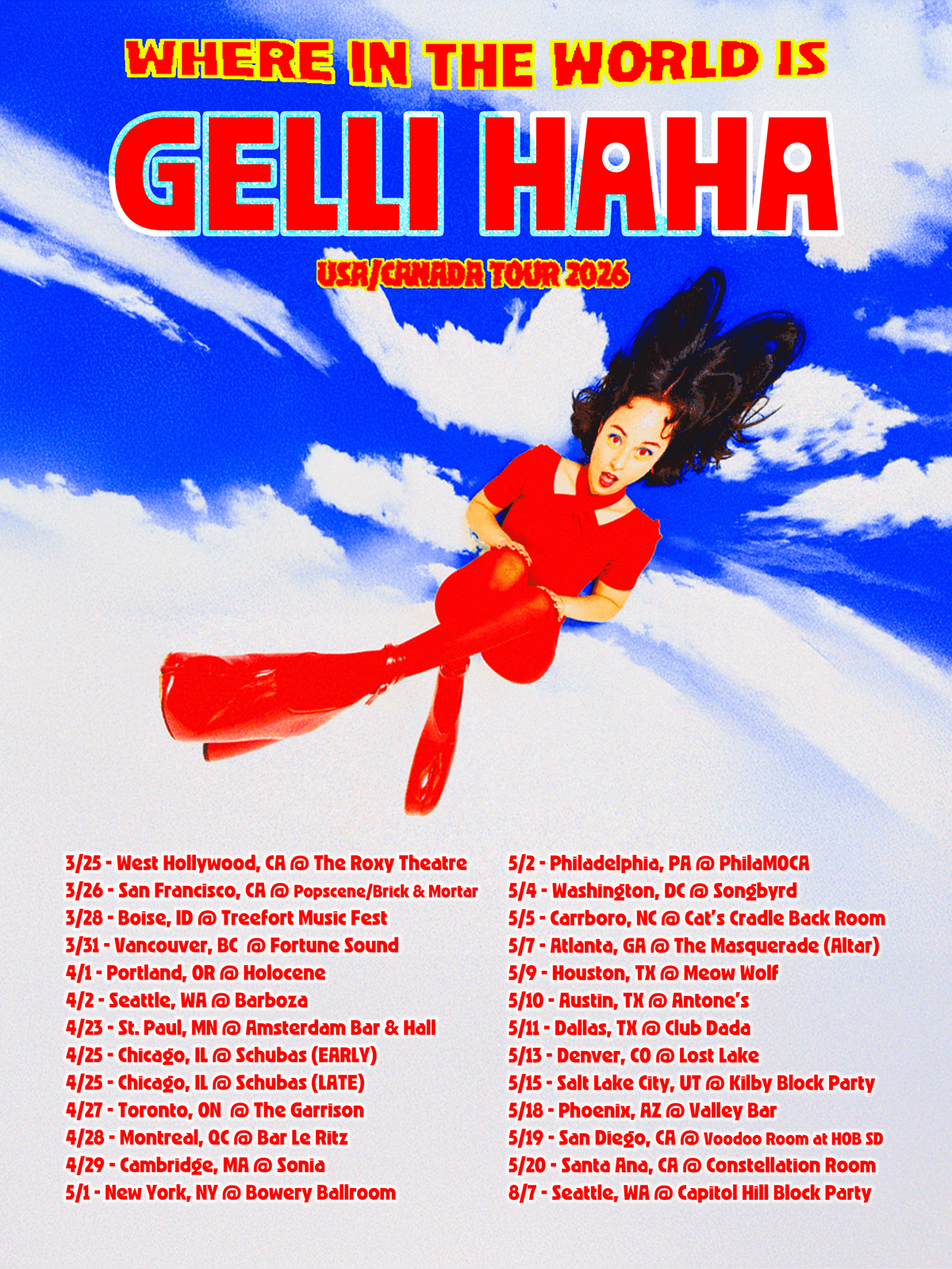 Gelli Haha 2026 USA/Canada Tour Poster